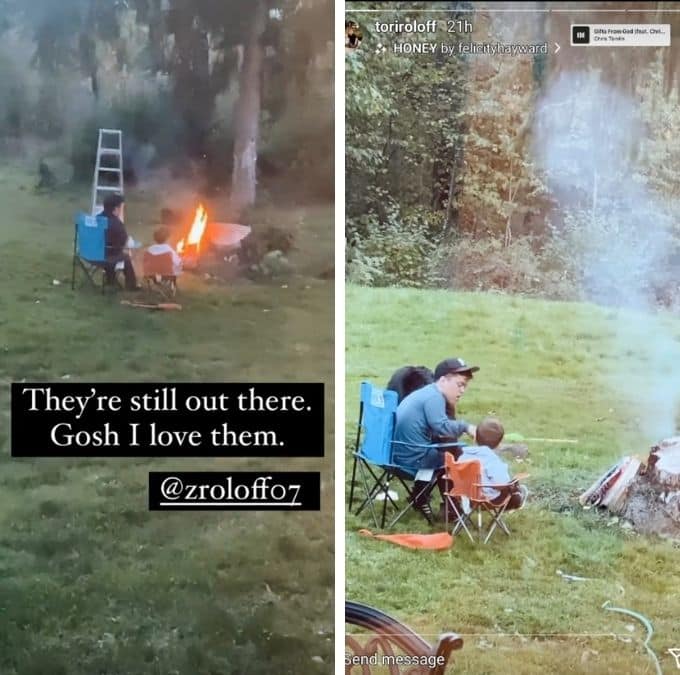 zach and jackson roloff enjoyed a bonfire in their new backyard and tori shared it on instagram