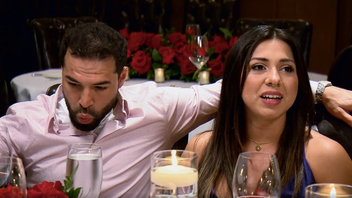 MAFS Rachel and Jose cozy up at dinner