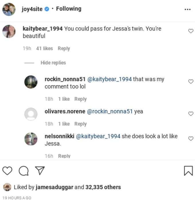 Comments from Joy-Anna Duggar's IG post.