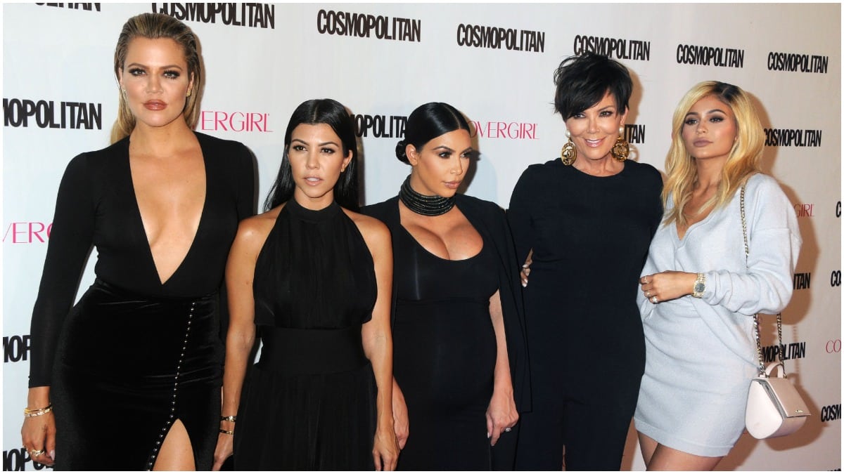 Khloe Kardashian, Kourtney Kardashian, Kim Kardashian, Kris Jenner, and Kylie Jenner attending a red carpet event.
