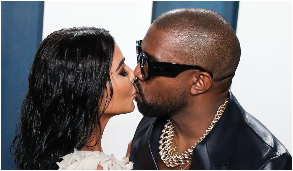 Kim Kardashian and Kanye West attending the Vanity Fair party.