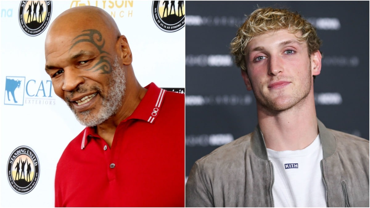 Side by side of Mike Tyson and Logan Paul.