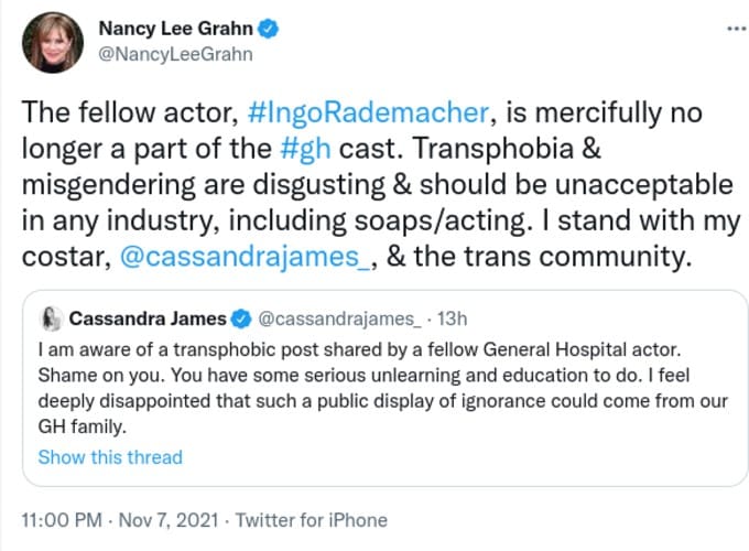 Nancy Lee Grahn tweet.