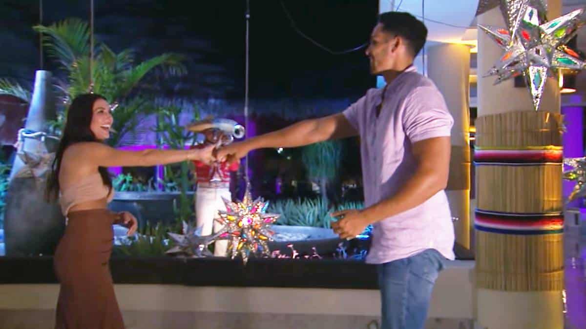 Becca Kufrin and Thomas Jacobs film for Bachelor in Paradise