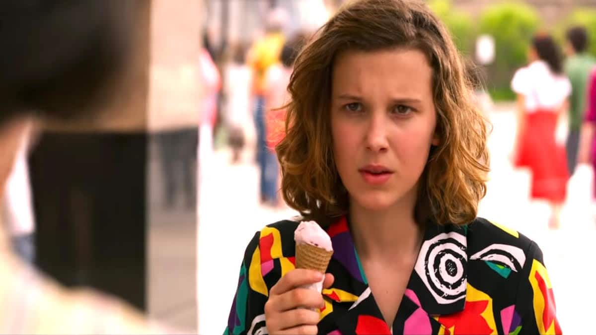 Millie Bobby Brown holds an ice cream cone