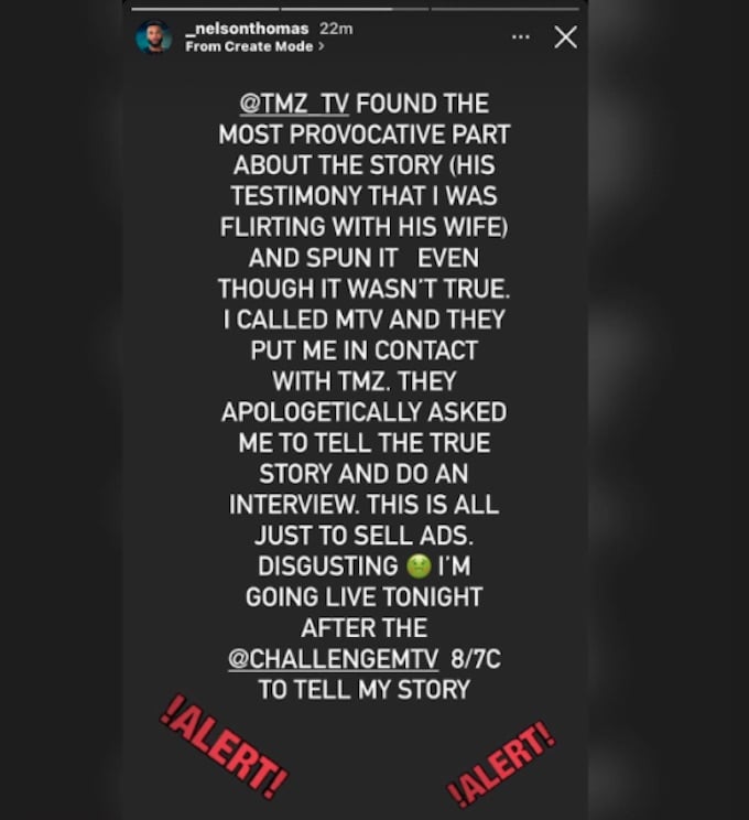 nelson thomas shares ig story update about tmz article