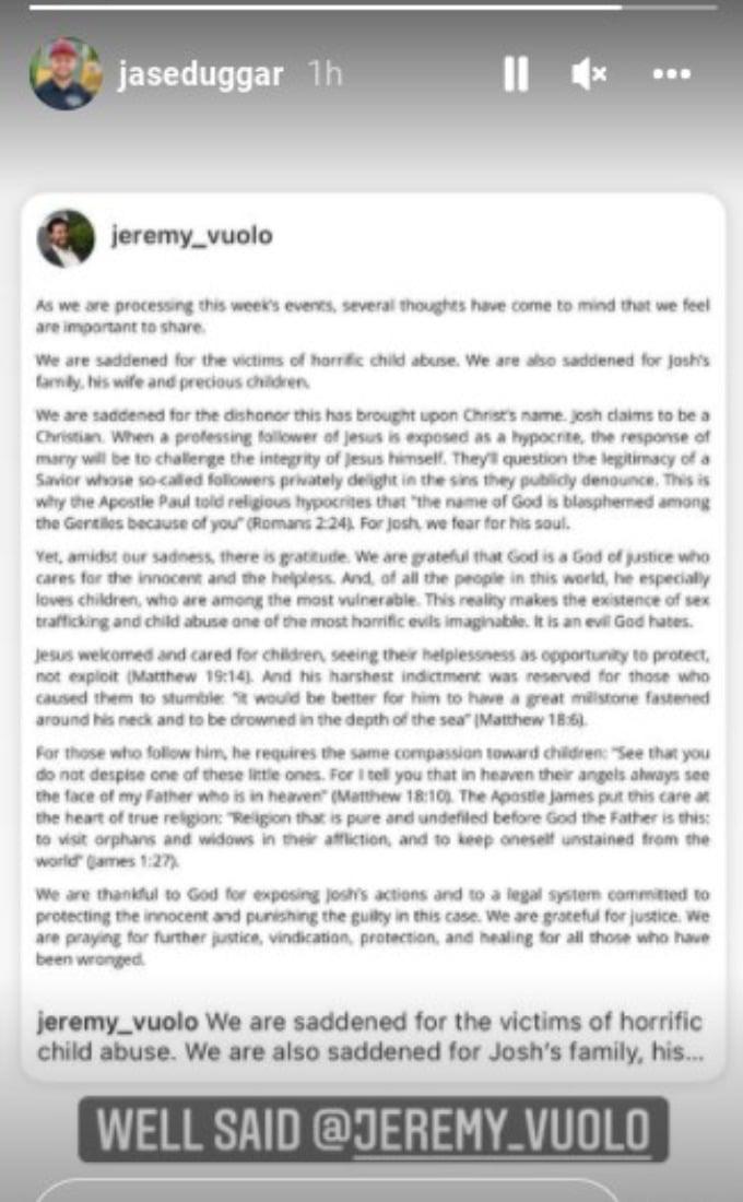 Jason's repost of Jeremy's statement.