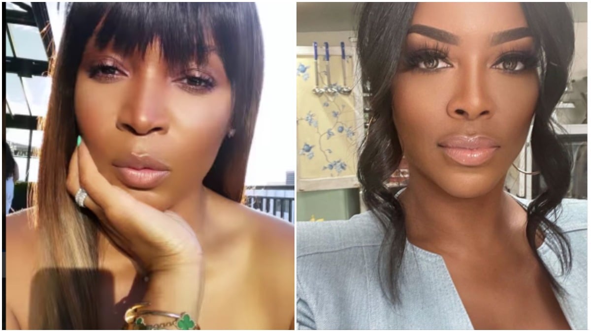 Two side-by-side screenshots from RHOA stars Marlo Hampton and Kenya Moore's Instagram page.