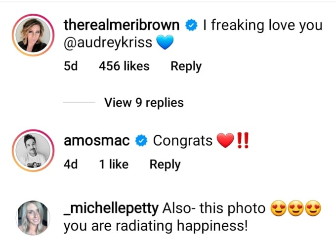 meri brown and michelle petty commented on audrey kriss' Instagram post