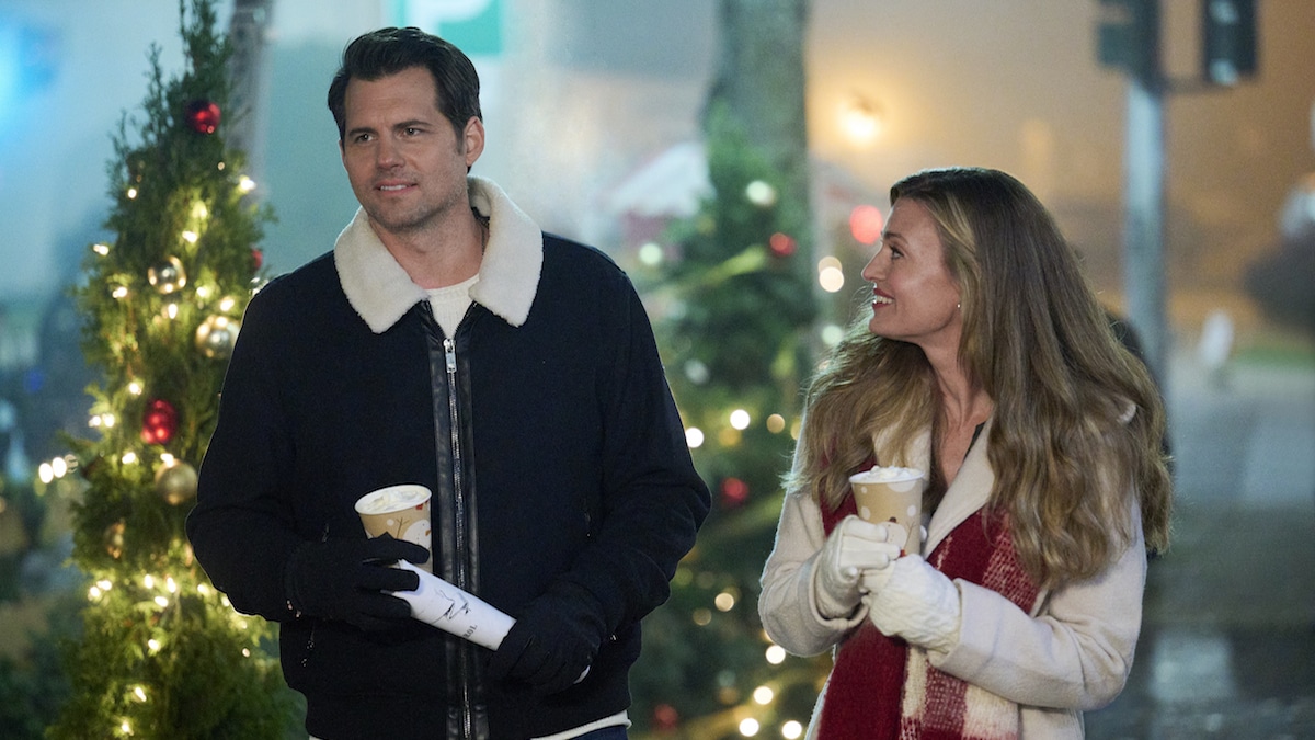 Kristoffer Polaha and Brooke D'Orsay in Hallmark Channel's A Dickens of a Holiday.