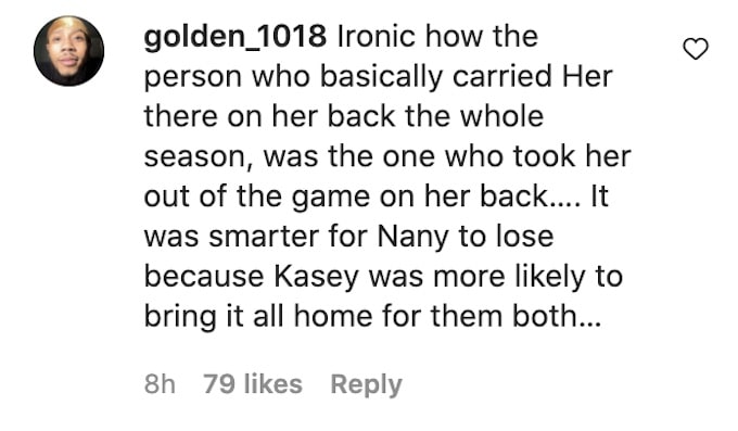 the challenge fan comments on kaycee eliminating nany