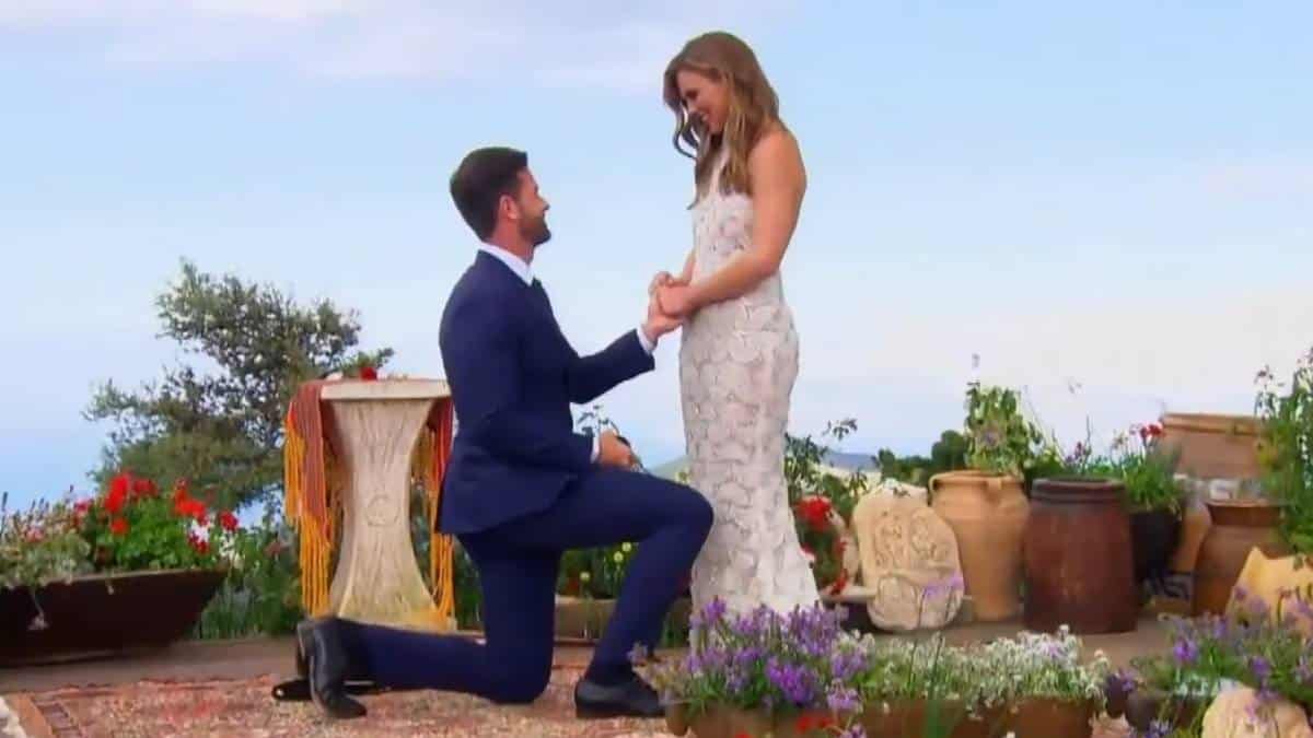 Hannah Brown and Jed Wyatt films for The Bachelorette