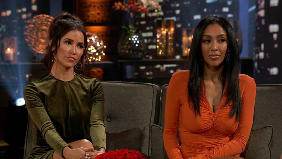 Kaitlyn Bristowe and Tayshia Adams film The Bachelorette Men Tell All