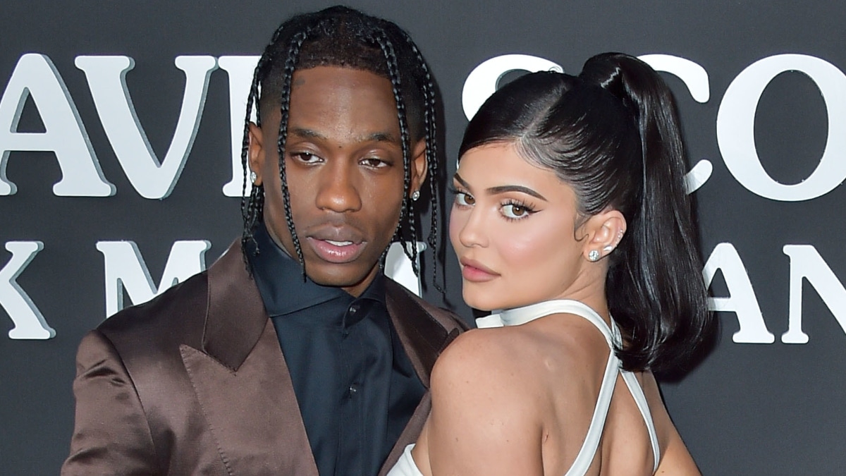 Rapper Travis Scott and girlfriend/television personality Kylie Jenner arrive at the Los Angeles Premiere Of Netflix's 'Travis Scott: Look Mom I Can Fly' held at Barker Hangar on August 27, 2019 in Santa Monica, Los Angeles, California, United States