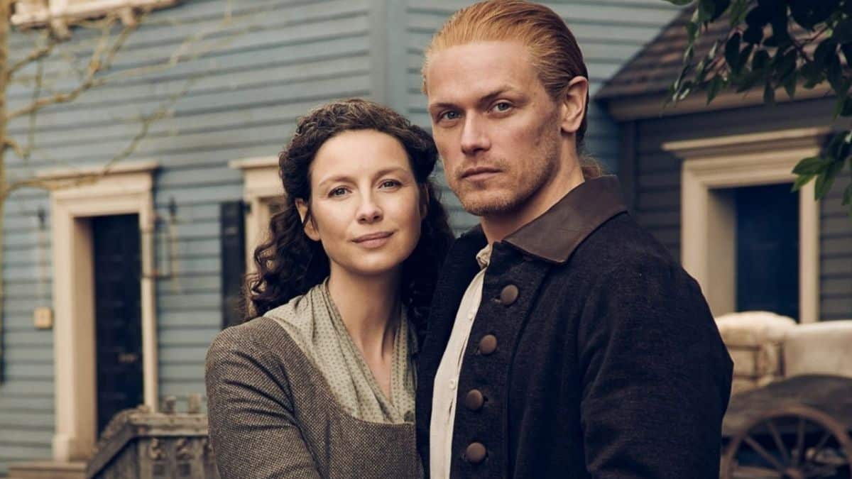 Caitriona Balfe as Claire and Sam Heughan as Jamie, as seen in Season 6 of Starz's Outlander