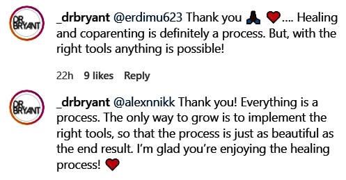 dr. bryant thanked her supporters on IG