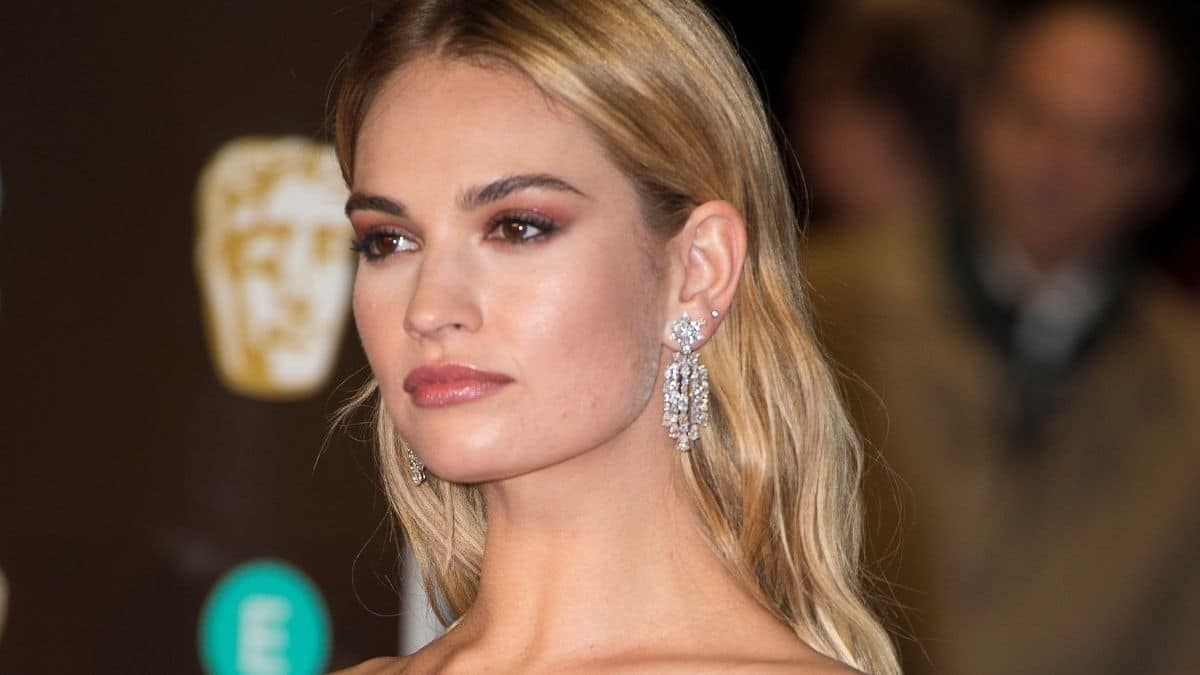 red carpet image of Lily James
