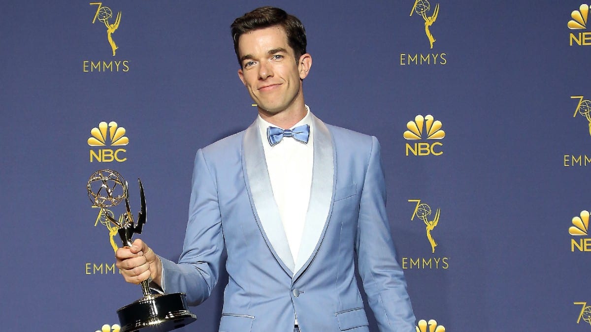 John Mulaney poses with his Emmy Award at the 70th Primetime Emmy Awards September 17, 2018.