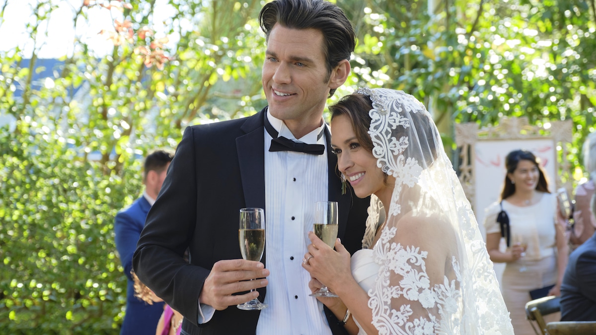 Kevin McGarry and Lacey Chabert in the Hallmark movie The Wedding Veil