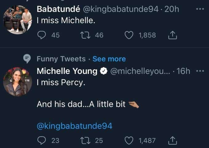 Nayte Olukoya and Michelle Young tweets