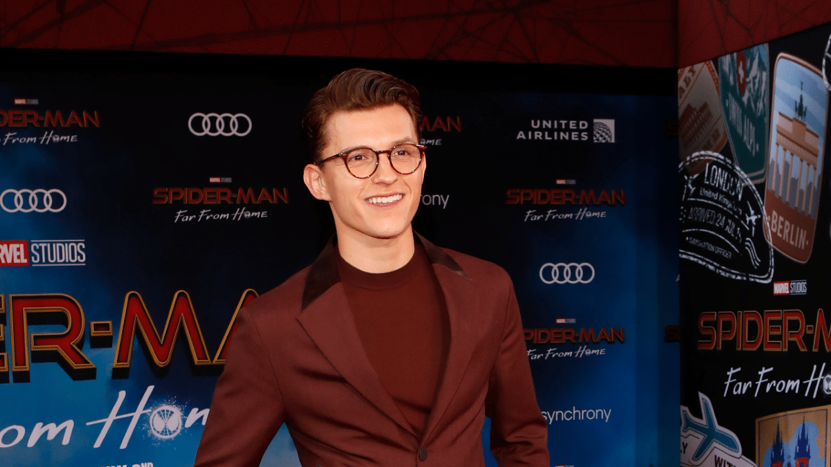 Tom Holland attends the premiere for Spider-Man: Far From Home.