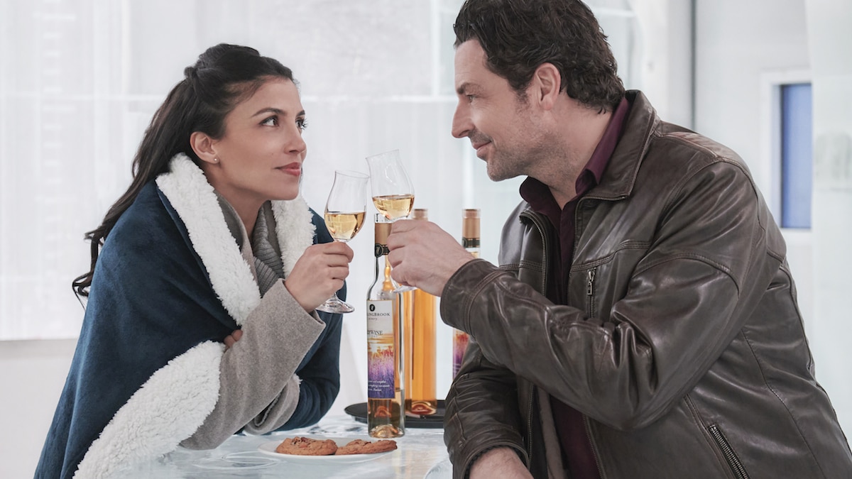 Nazneen Contractor and Brennan Elliott in Hallmark Channel's The Perfect Pairing.