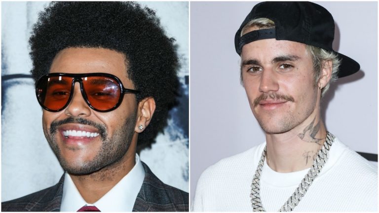 singers the weeknd and justin bieber