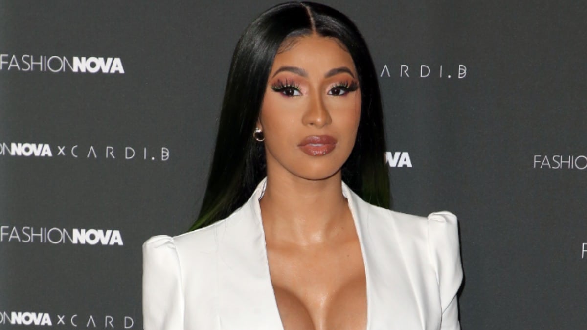 Cardi B in a white outfit