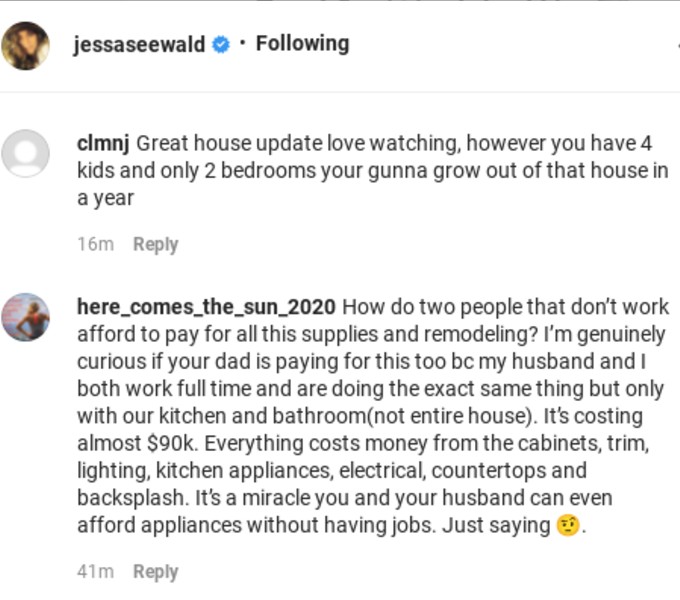 Jessa Duggar comments.