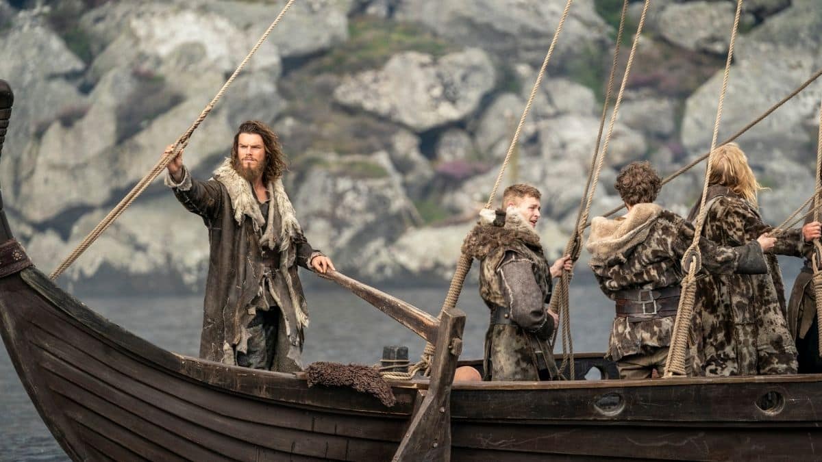 Sam Corlett as Leif Eriksson and Gavan O'Connor-Duffy as Nial, as seen in Episode 1 of Netflix's Vikings: Valhalla Season 1