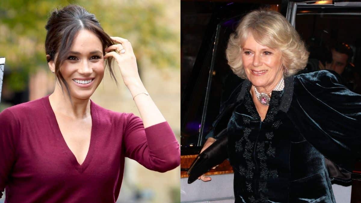 Meghan Markle at a roundtable discussion on gender equality with The Queen's Commonwealth Trust and Camilla Parker Bowles at The Lovely Bones premiere.