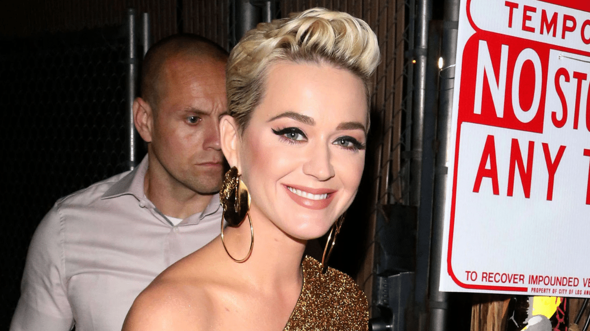 Katy Perry greets fans following her appearance on 'Jimmy Kimmel Live!'.