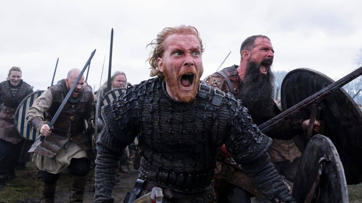 A Viking warrior attacks in Episode 4 of Netflix's Vikings: Valhalla Season 1