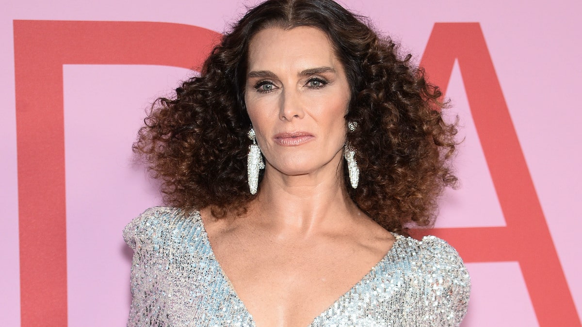 Brooke Shields on the red carpet with silver earrings
