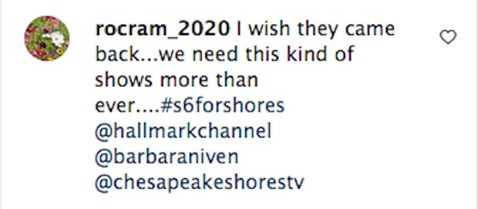 A fan responds to Barbara Niven's Instagram post