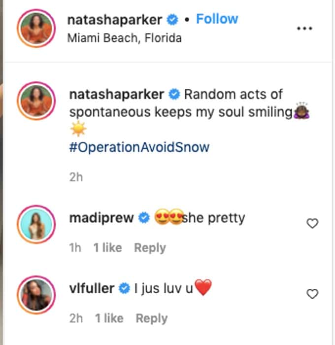 Madison Prewett and Victoria Fuller's comments on Natasha Parker's Instagram post