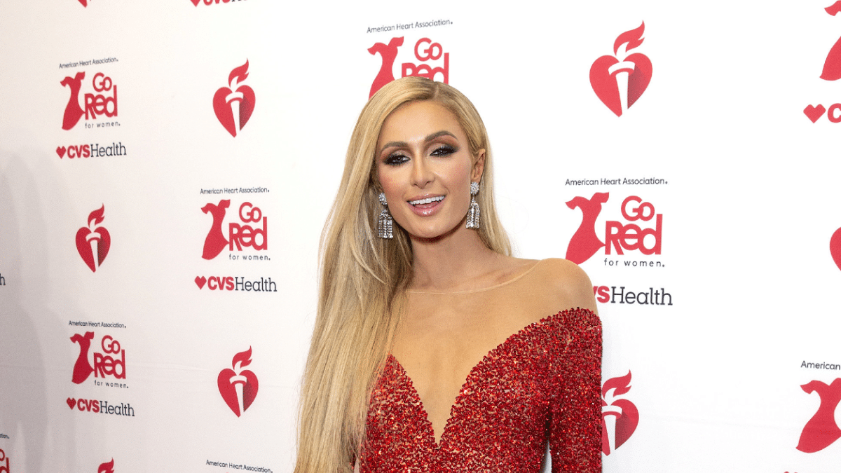 Paris Hilton at the American Heart Associations Go Red for Women Red Dress Collection 2020.