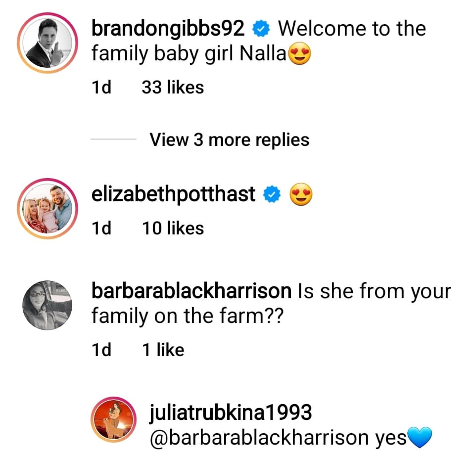 comments on julia's IG post