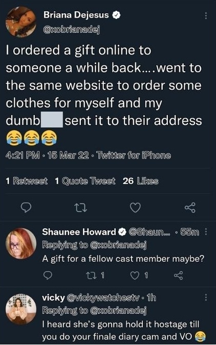 briana dejesus' tweet about sending clothes to kail