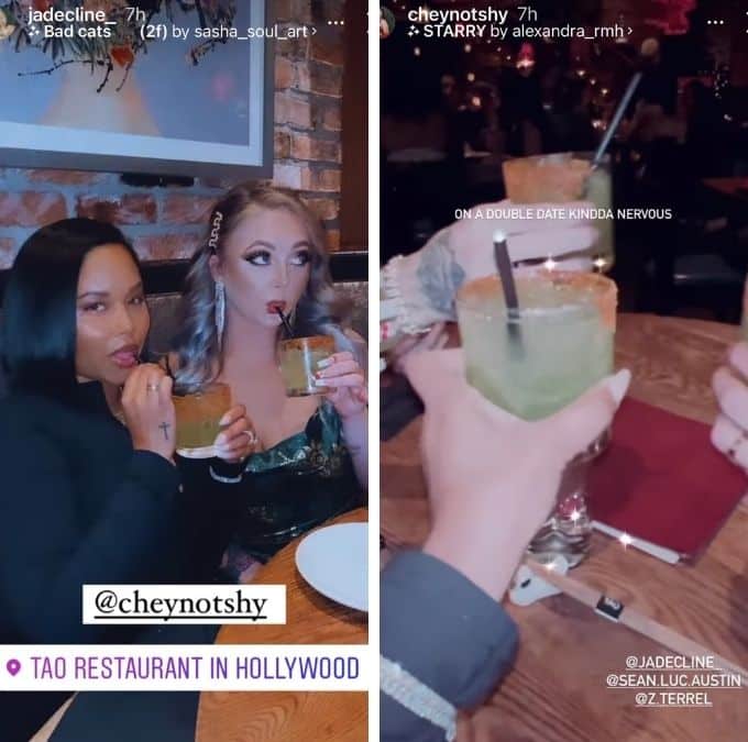 chey and jade shared pics from their double date on IG stories