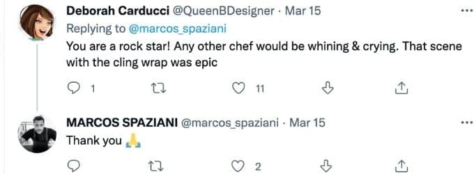 Fan praises chef Marcos over how he dealt with injury.