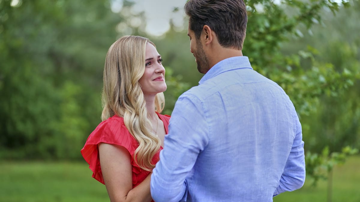Brittany Bristow and Chris McNally in the Hallmark Channel movie A Tail of Love