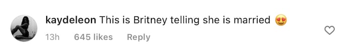 Britney telling us she is married comment