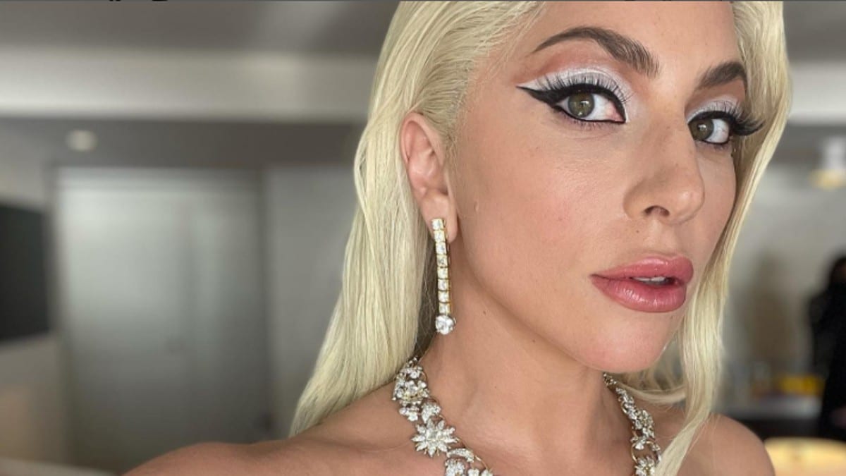 Lady Gaga takes a selfie.