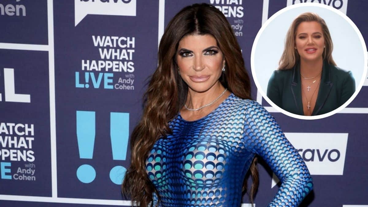 Real Housewives of New Jersey star Teresa Giudice twins with Khloe Kardashian in similar outfit.