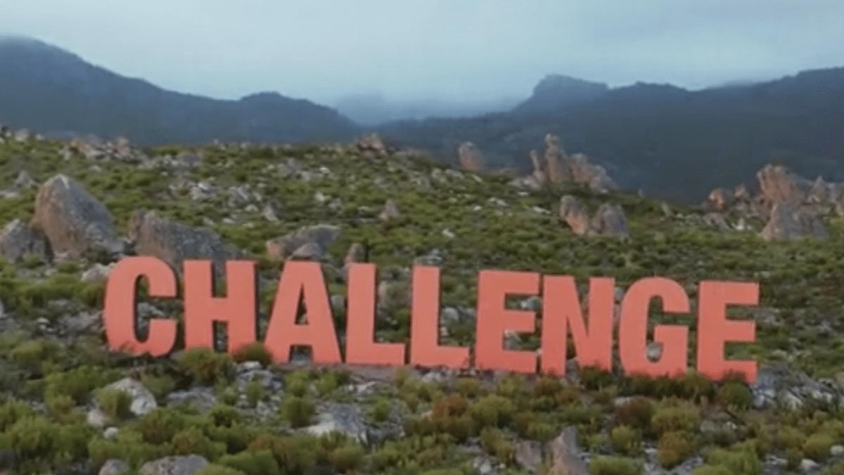 the challenge logo on location during season