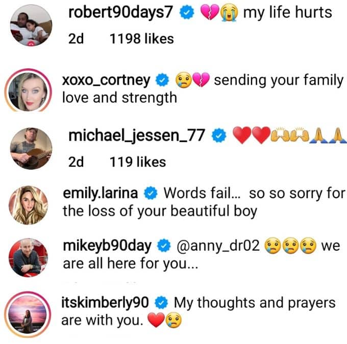 90 day fiance cast members send condolences to anny and robert on IG