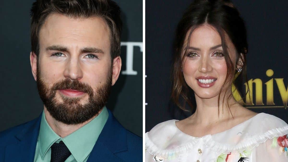 images of Chris Evans and Ana de Armas on the red carpet