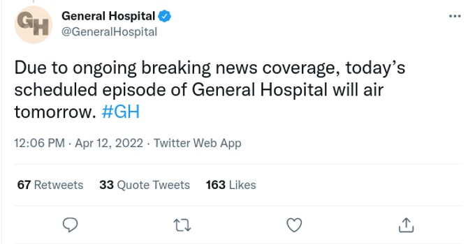 Why is General Hospital a rerun today?