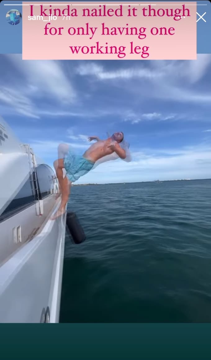 Siesta Key's Sam Logan jumps off boat.